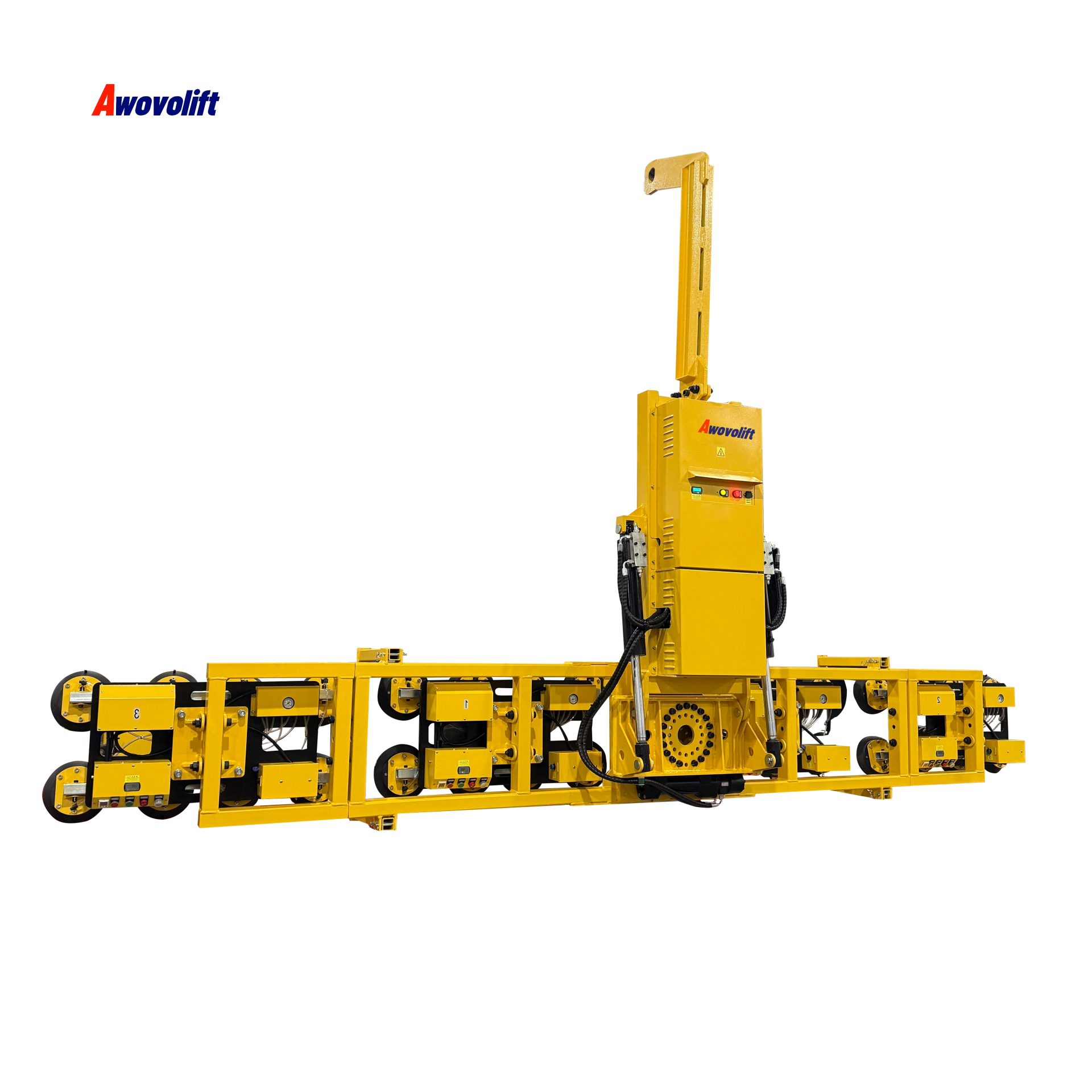 Awovolift Cuvred Glass Installation Hydraulic Vacuum Sucker Lifter Crane Suction Cup for Glazing Remote Control Flip and Rotate