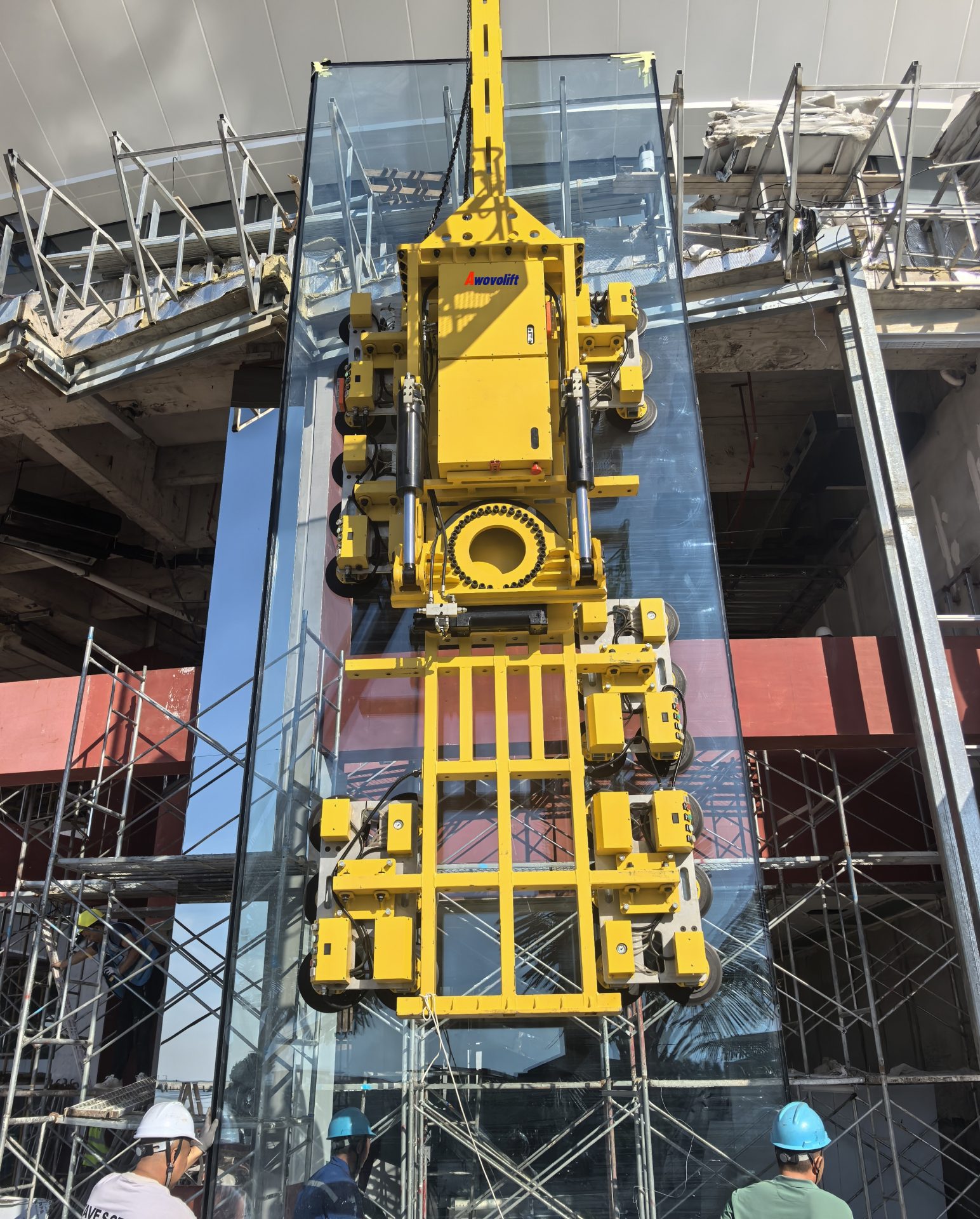 Awovolift Huge Flat or Curved Glass Vacuum Lifter Wireless Remote Control Flip 90 and Rotation 360 Degree 2-15Tons CE